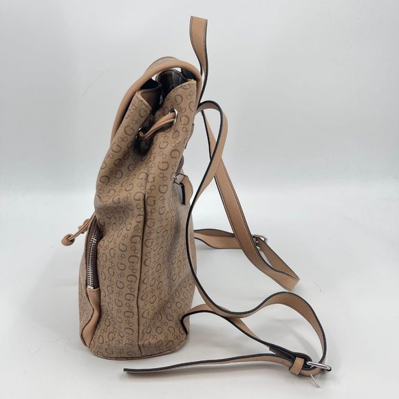 Guess Tan and Brown Logo Backpack | Classic Style, Medium Size main image 7